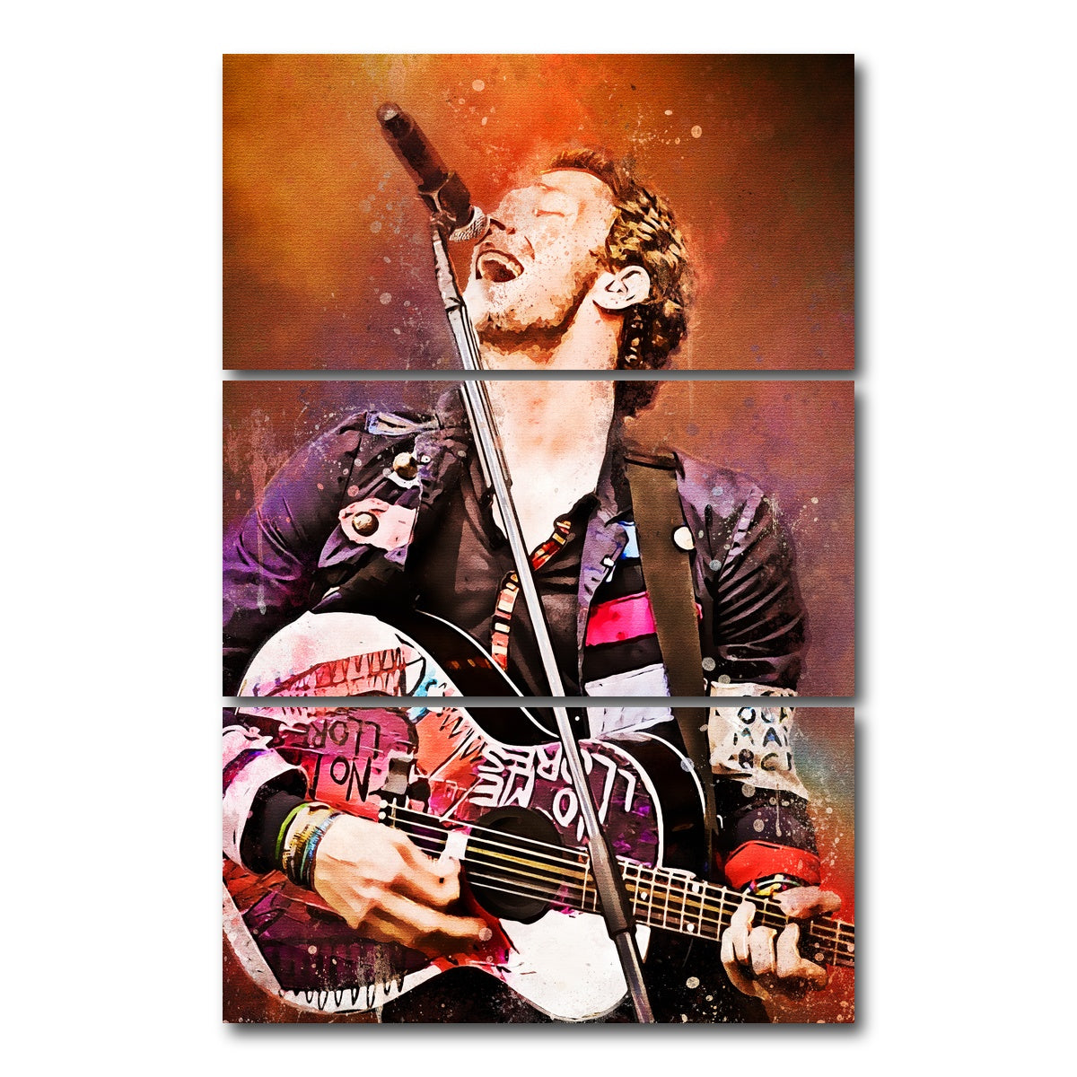 AUTO-MOCKUP WHITE | Chris Martin Painting | 3 Piece | Gallery Wrap Canvas | group=12x24_stacked