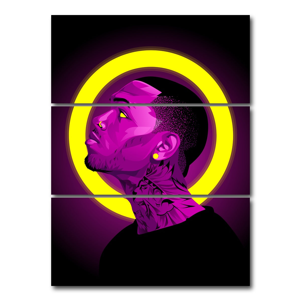 AUTO-MOCKUP WHITE | Chris brown | 3 Piece | Gallery Wrap Canvas | group=8x18_stacked