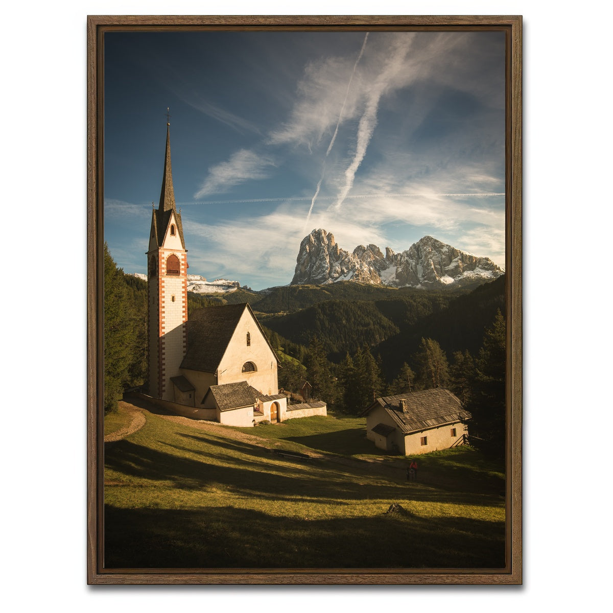 AUTO-MOCKUP WHITE | Church of San Giacomo Ortisei | 1 Piece | Walnut Framed Canvas | group=3x4
