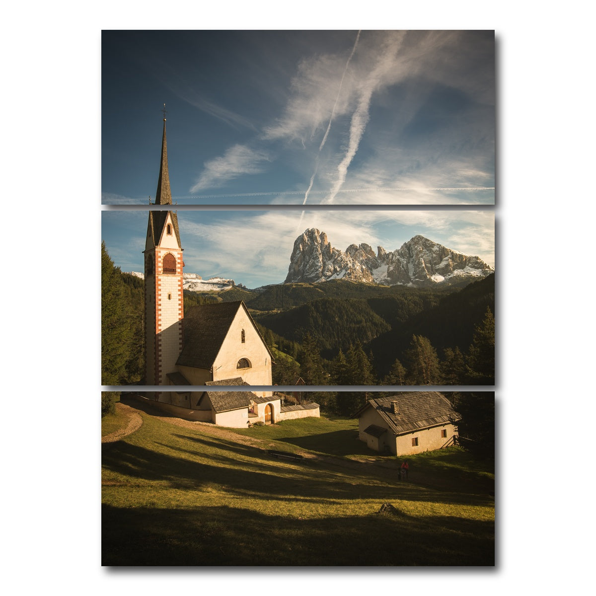 AUTO-MOCKUP WHITE | Church of San Giacomo Ortisei | 3 Piece | Gallery Wrap Canvas | group=8x18_stacked