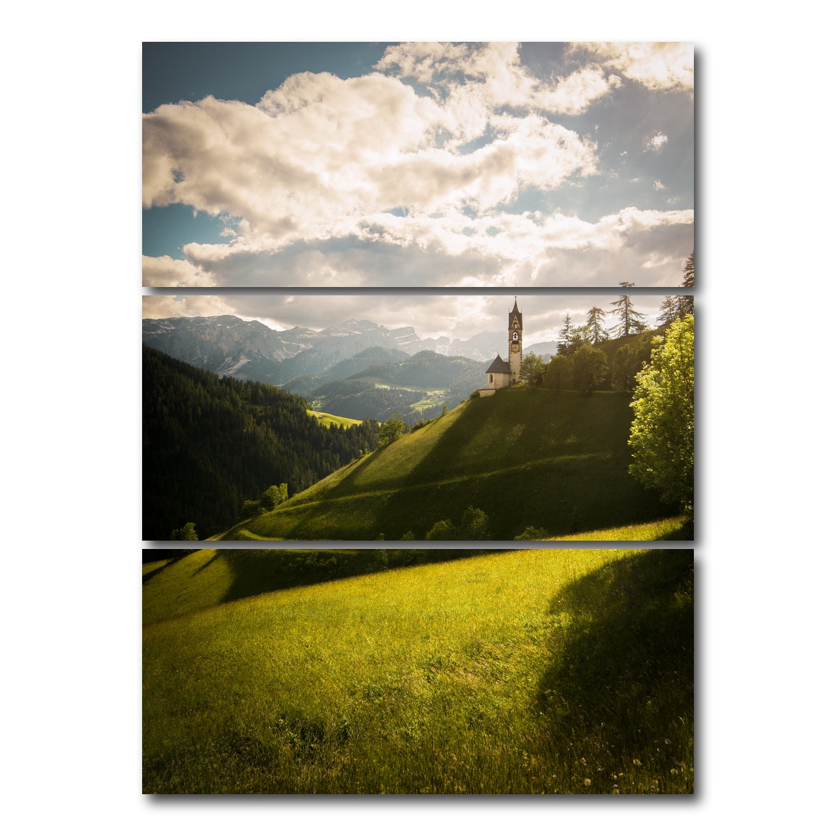 AUTO-MOCKUP WHITE | Church of Santa Barbara | 3 Piece | Gallery Wrap Canvas | group=8x18_stacked