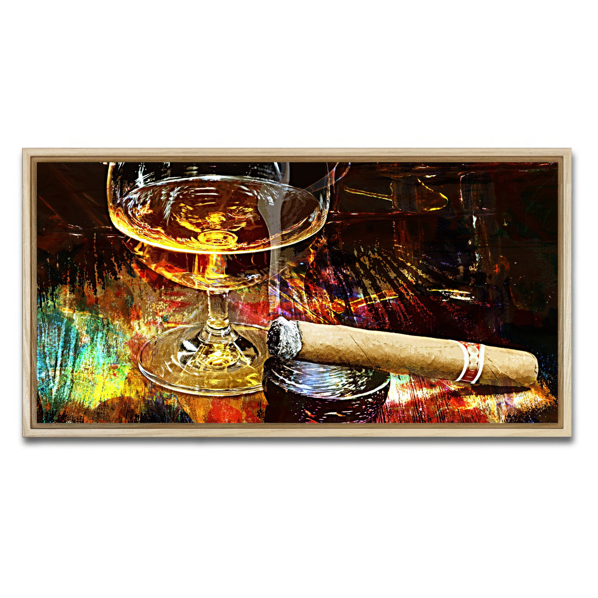 AUTO-MOCKUP WHITE | Cigar and Whiskey | 1 Piece | Natural Framed Canvas | group=2x1