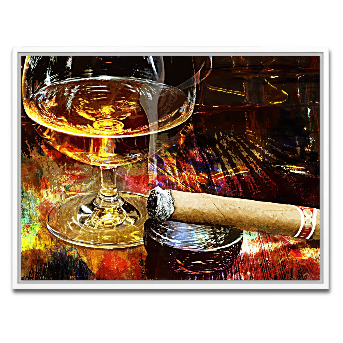 AUTO-MOCKUP WHITE | Cigar and Whiskey | 1 Piece | White Framed Canvas | group=4x3