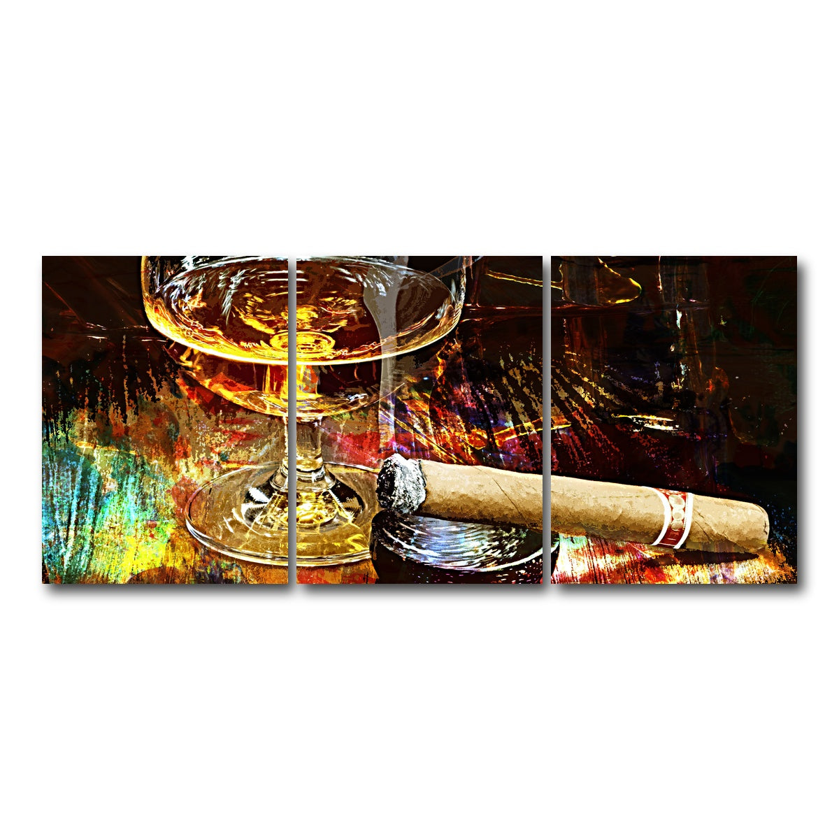 AUTO-MOCKUP WHITE | Cigar and Whiskey | 3 Piece | Gallery Wrap Canvas | group=18x24