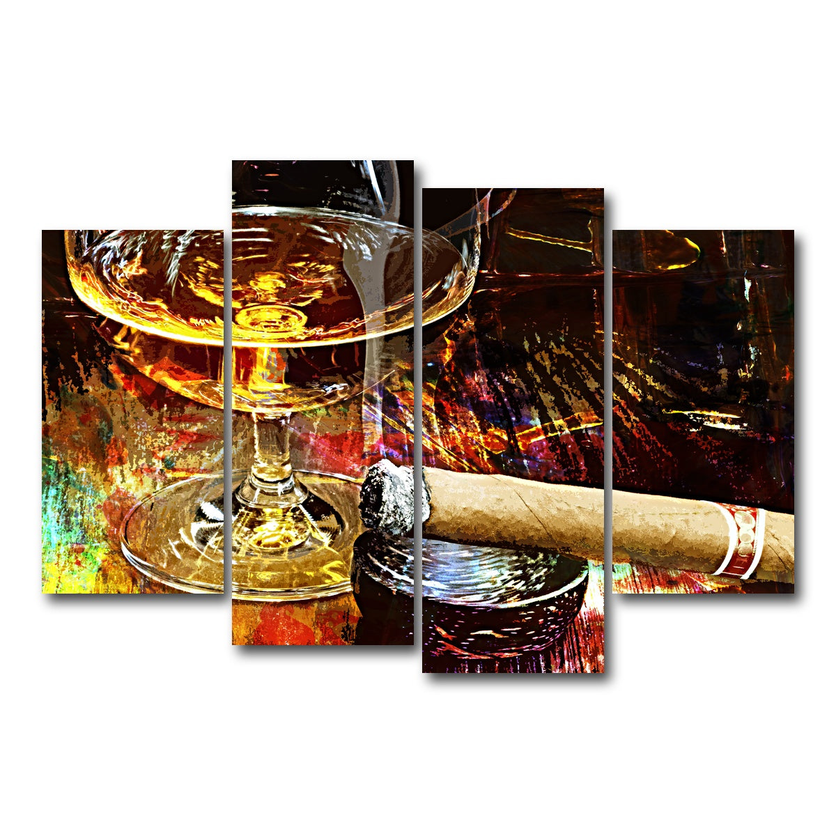 AUTO-MOCKUP WHITE | Cigar and Whiskey | 4 Piece | Gallery Wrap Canvas | group=4_short