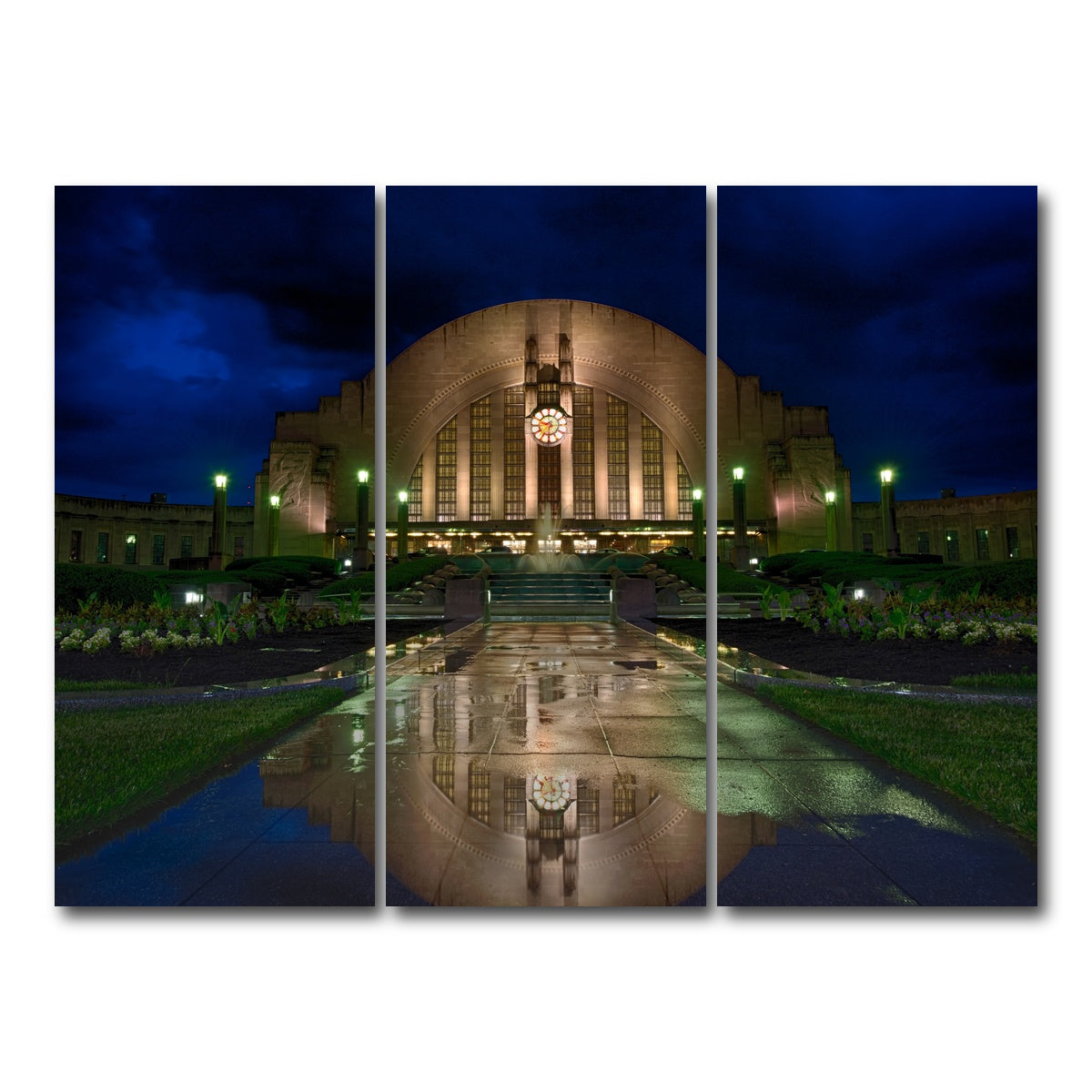 AUTO-MOCKUP WHITE | Cincinnati Union Terminal Reflection | 3 Piece | Gallery Wrap Canvas | group=8x18