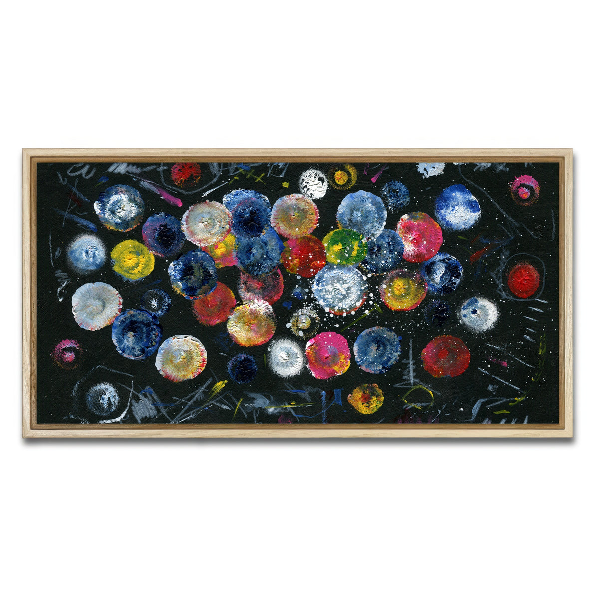 AUTO-MOCKUP WHITE | Circle black | 1 Piece | Natural Framed Canvas | group=2x1