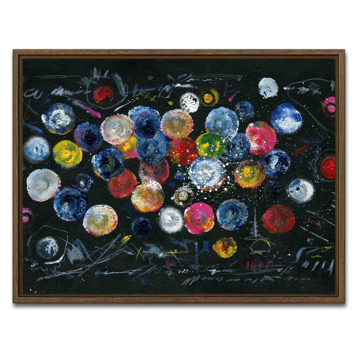 AUTO-MOCKUP WHITE | Circle black | 1 Piece | Walnut Framed Canvas | group=4x3