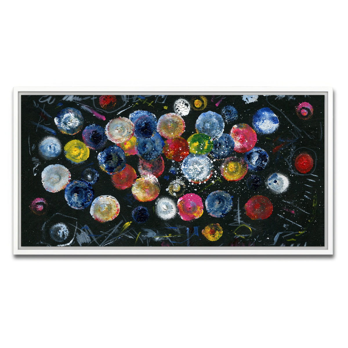 AUTO-MOCKUP WHITE | Circle black | 1 Piece | White Framed Canvas | group=2x1