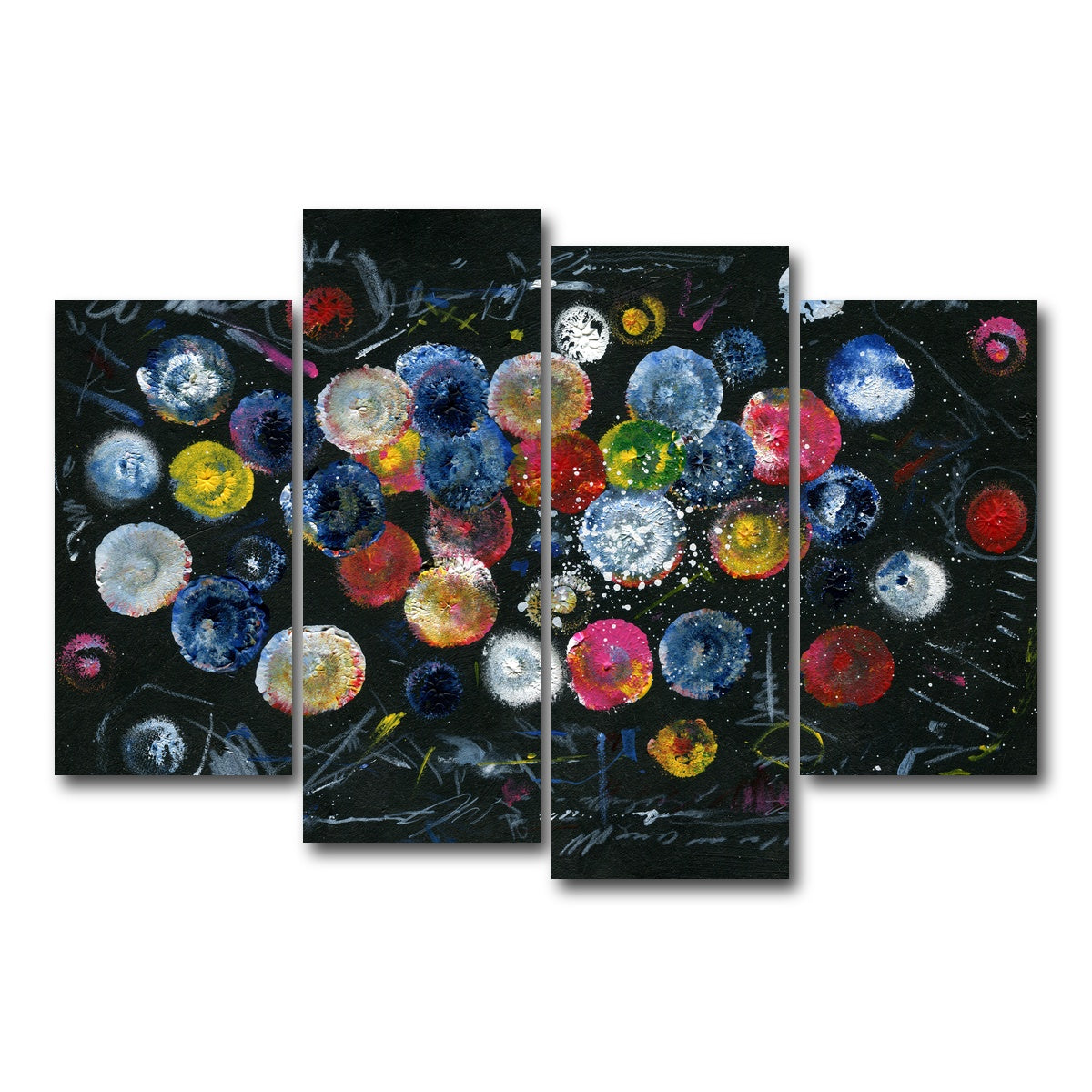 AUTO-MOCKUP WHITE | Circle black | 4 Piece | Gallery Wrap Canvas | group=4_short