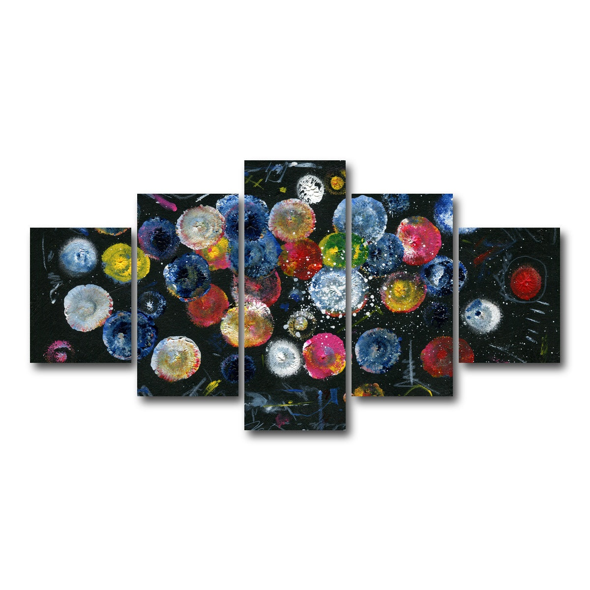 AUTO-MOCKUP WHITE | Circle black | 5 Piece | Gallery Wrap Canvas | group=5_short