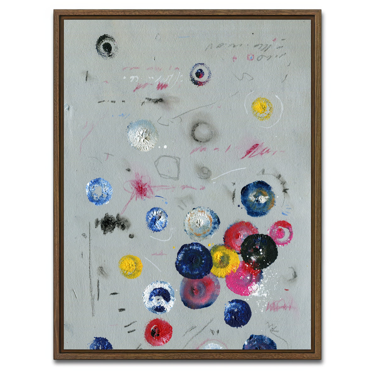 AUTO-MOCKUP WHITE | Circle grey | 1 Piece | Walnut Framed Canvas | group=3x4