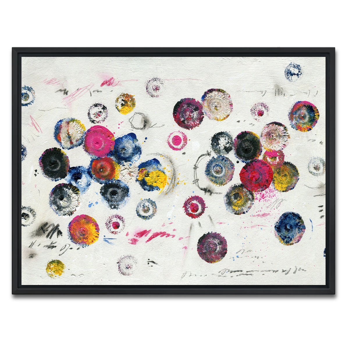 AUTO-MOCKUP WHITE | Circle pink | 1 Piece | Black Framed Canvas | group=4x3