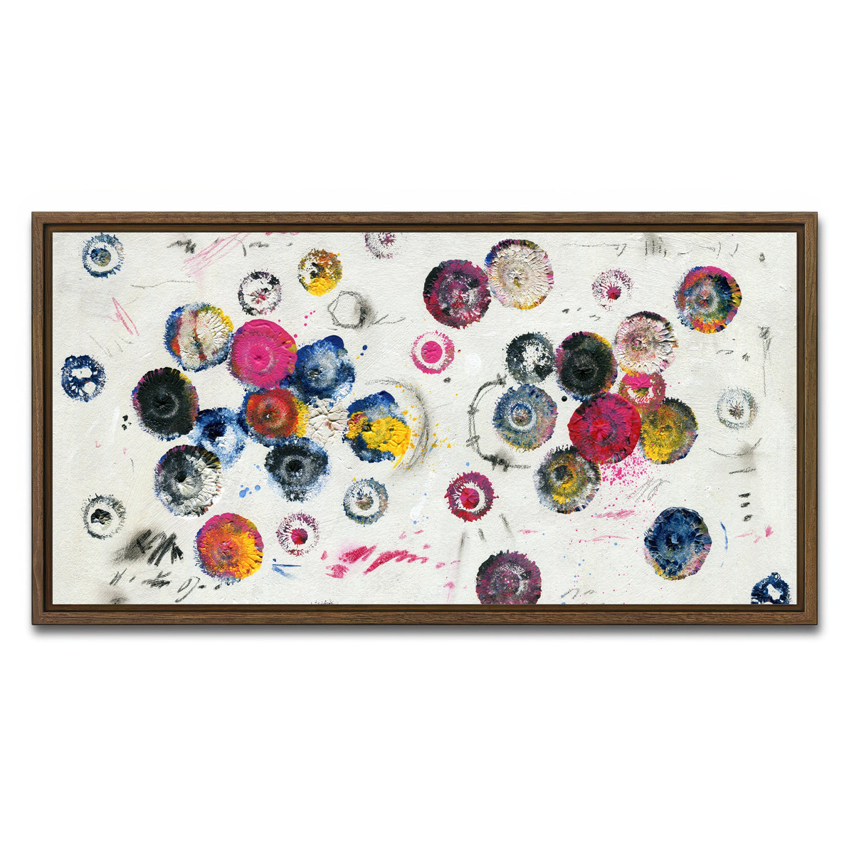 AUTO-MOCKUP WHITE | Circle pink | 1 Piece | Walnut Framed Canvas | group=2x1