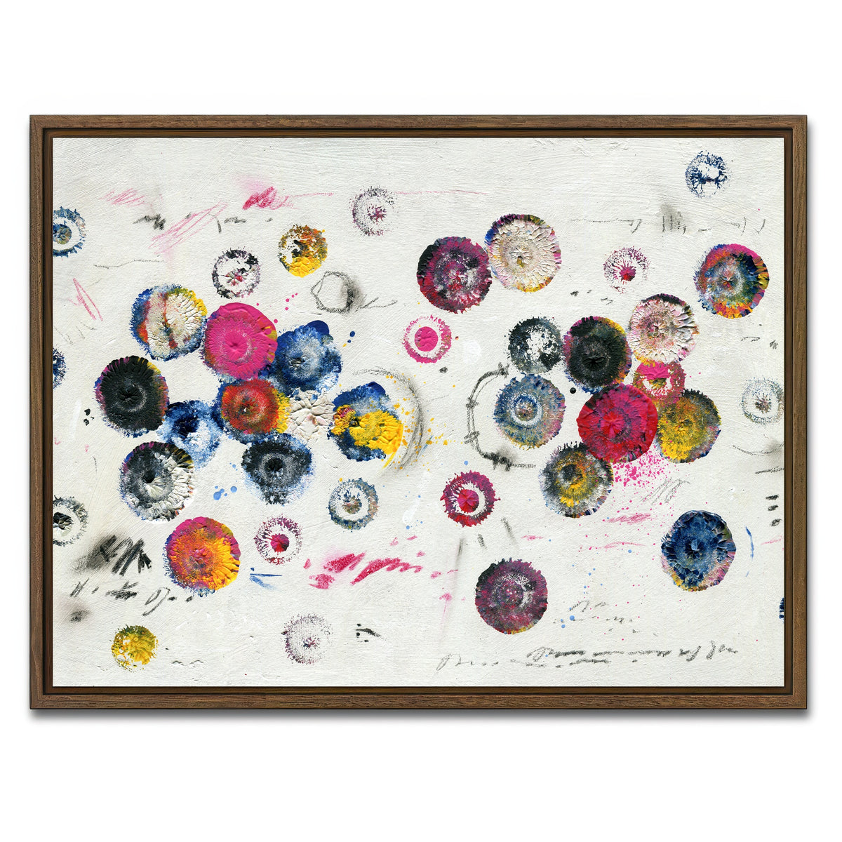 AUTO-MOCKUP WHITE | Circle pink | 1 Piece | Walnut Framed Canvas | group=4x3