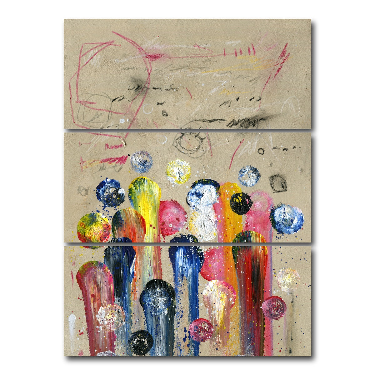 AUTO-MOCKUP WHITE | Circle yellow | 3 Piece | Gallery Wrap Canvas | group=8x18_stacked