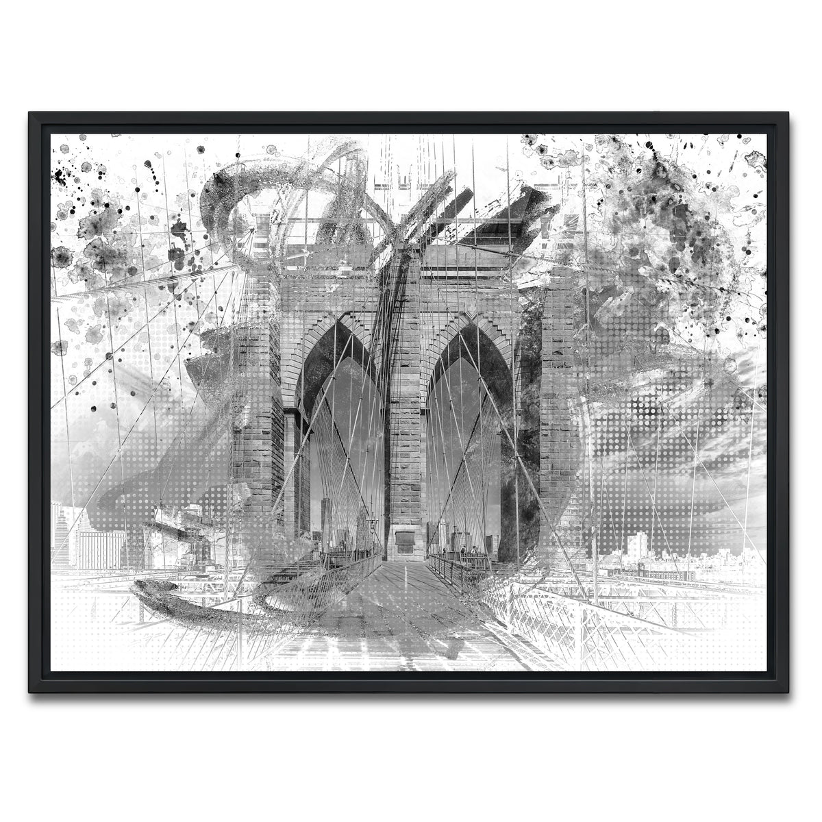 AUTO-MOCKUP WHITE | City Art Brooklyn Bridge | 1 Piece | Black Framed Canvas | group=4x3