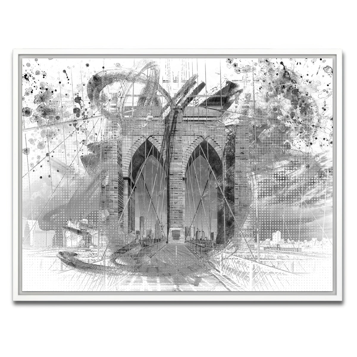 AUTO-MOCKUP WHITE | City Art Brooklyn Bridge | 1 Piece | White Framed Canvas | group=4x3