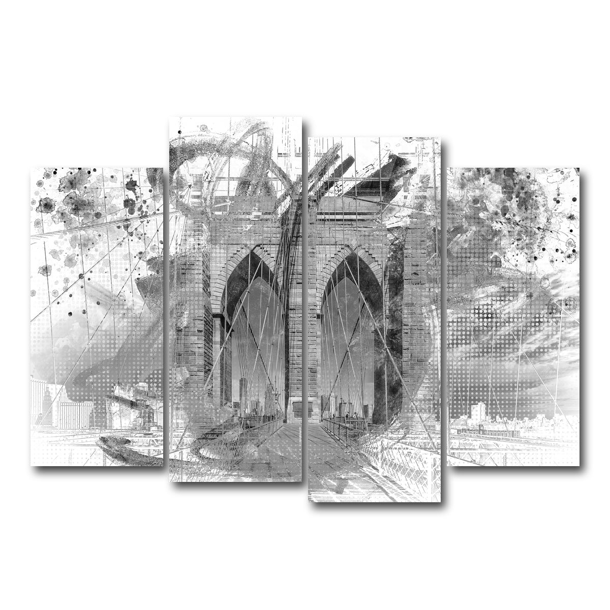 AUTO-MOCKUP WHITE | City Art Brooklyn Bridge | 4 Piece | Gallery Wrap Canvas | group=4_normal