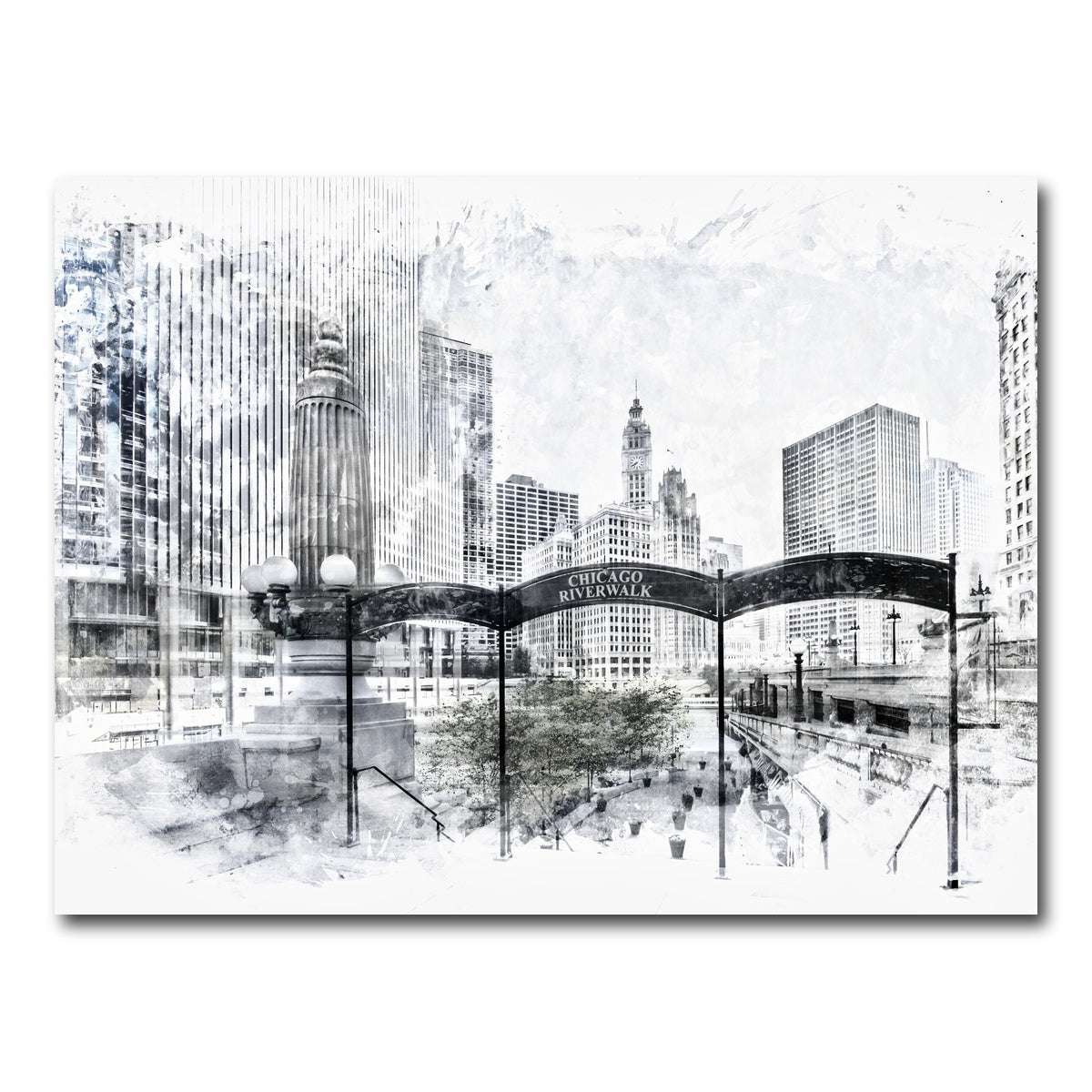 AUTO-MOCKUP WHITE | City Art CHICAGO Downtown | 1 Piece | Gallery Wrap Canvas | group=4x3