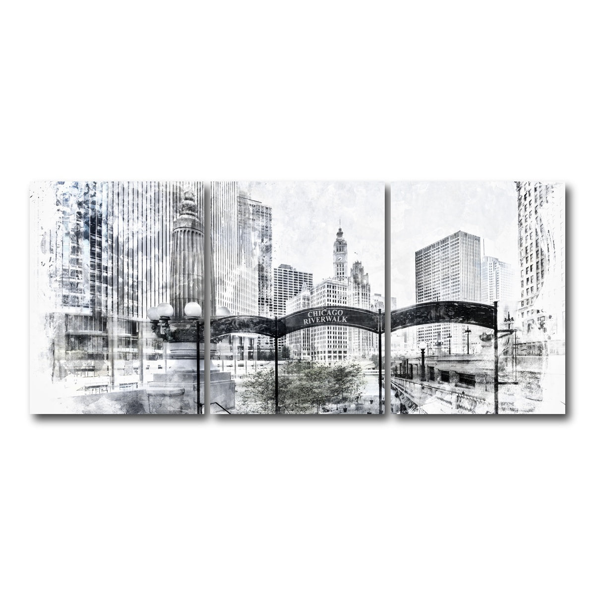 AUTO-MOCKUP WHITE | City Art CHICAGO Downtown | 3 Piece | Gallery Wrap Canvas | group=18x24