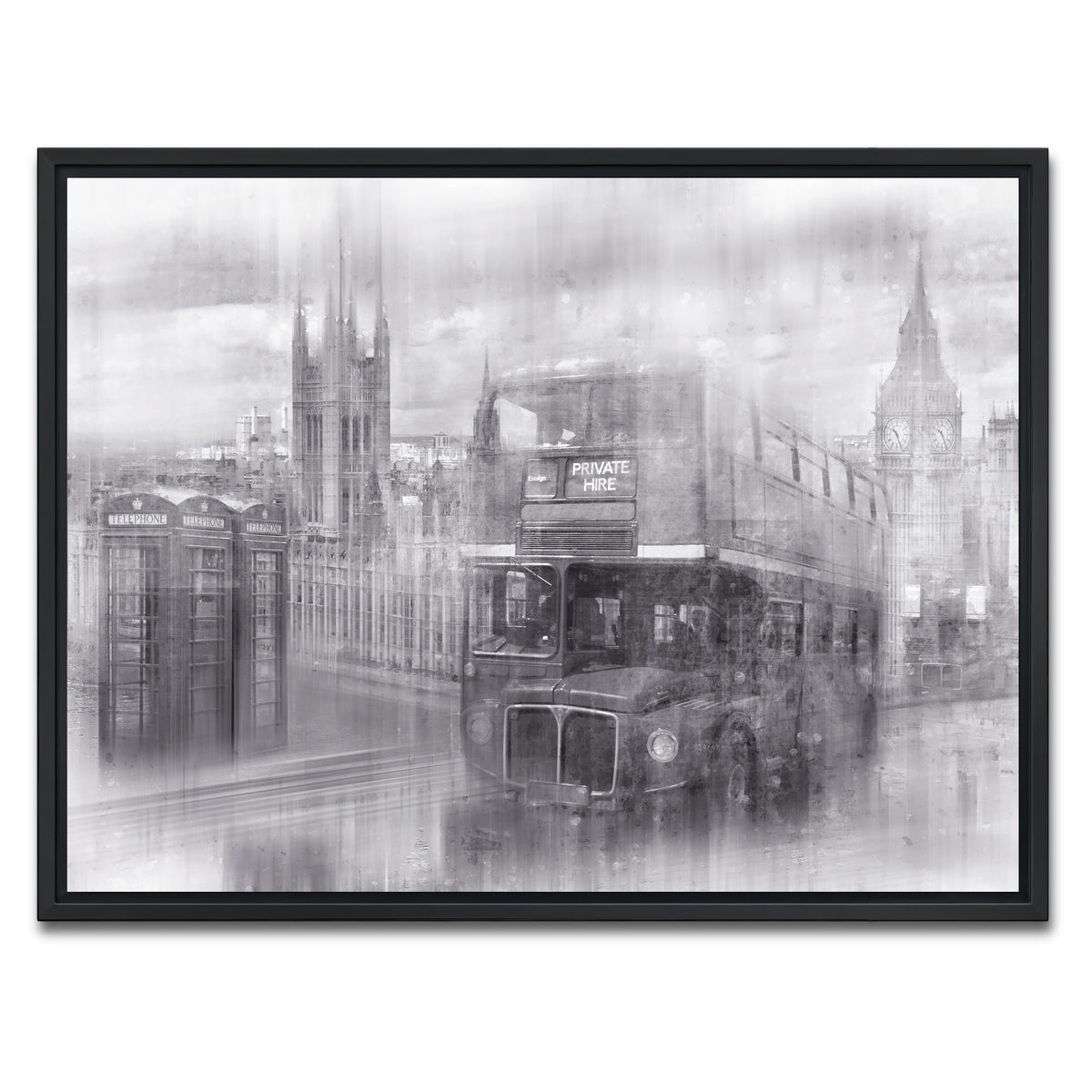 AUTO-MOCKUP WHITE | City Art LONDON Westminster Collage | 1 Piece | Black Framed Canvas | group=4x3