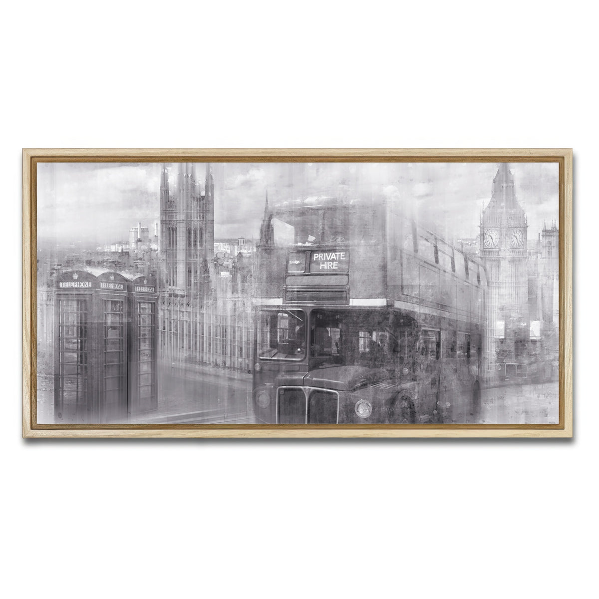 AUTO-MOCKUP WHITE | City Art LONDON Westminster Collage | 1 Piece | Natural Framed Canvas | group=2x1