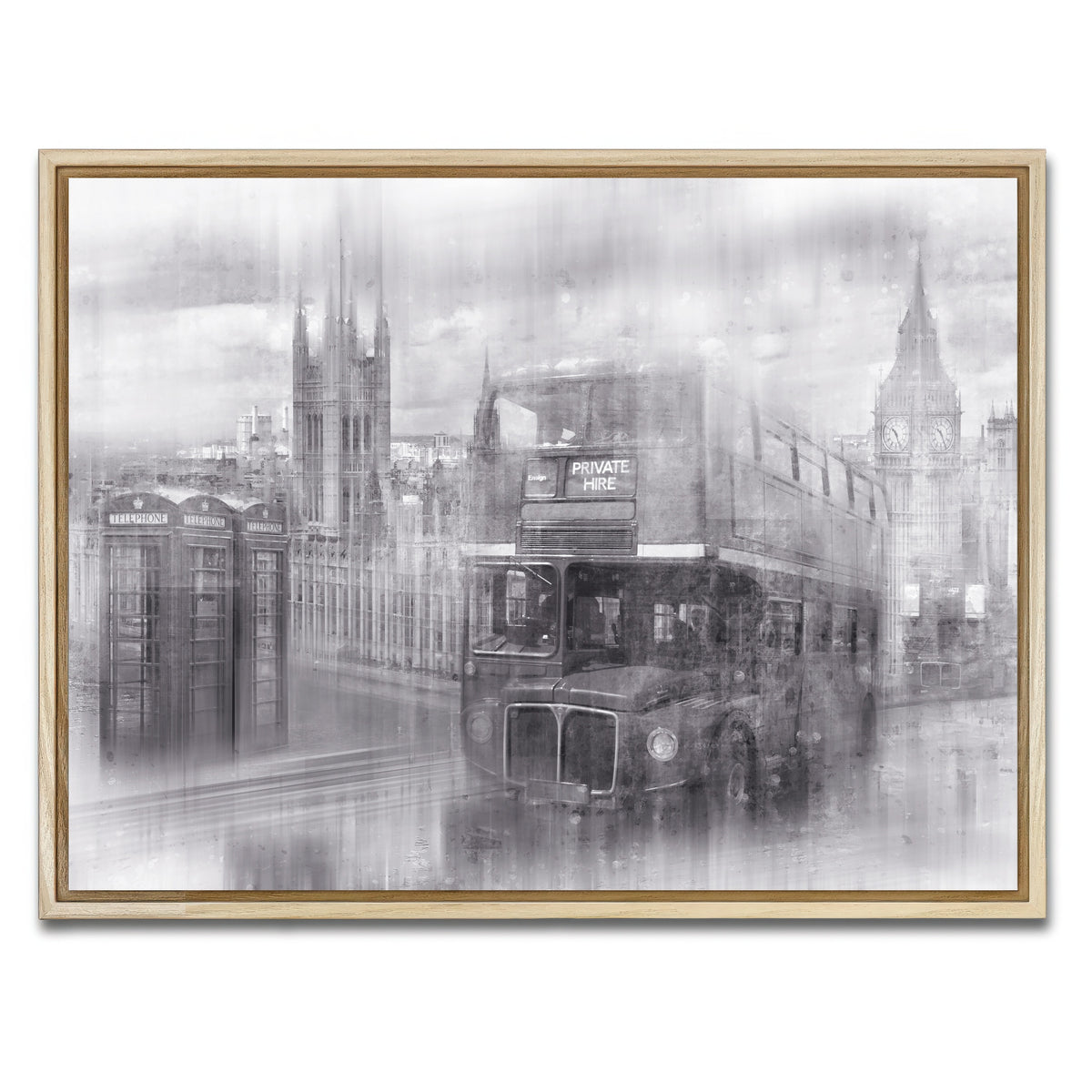 AUTO-MOCKUP WHITE | City Art LONDON Westminster Collage | 1 Piece | Natural Framed Canvas | group=4x3