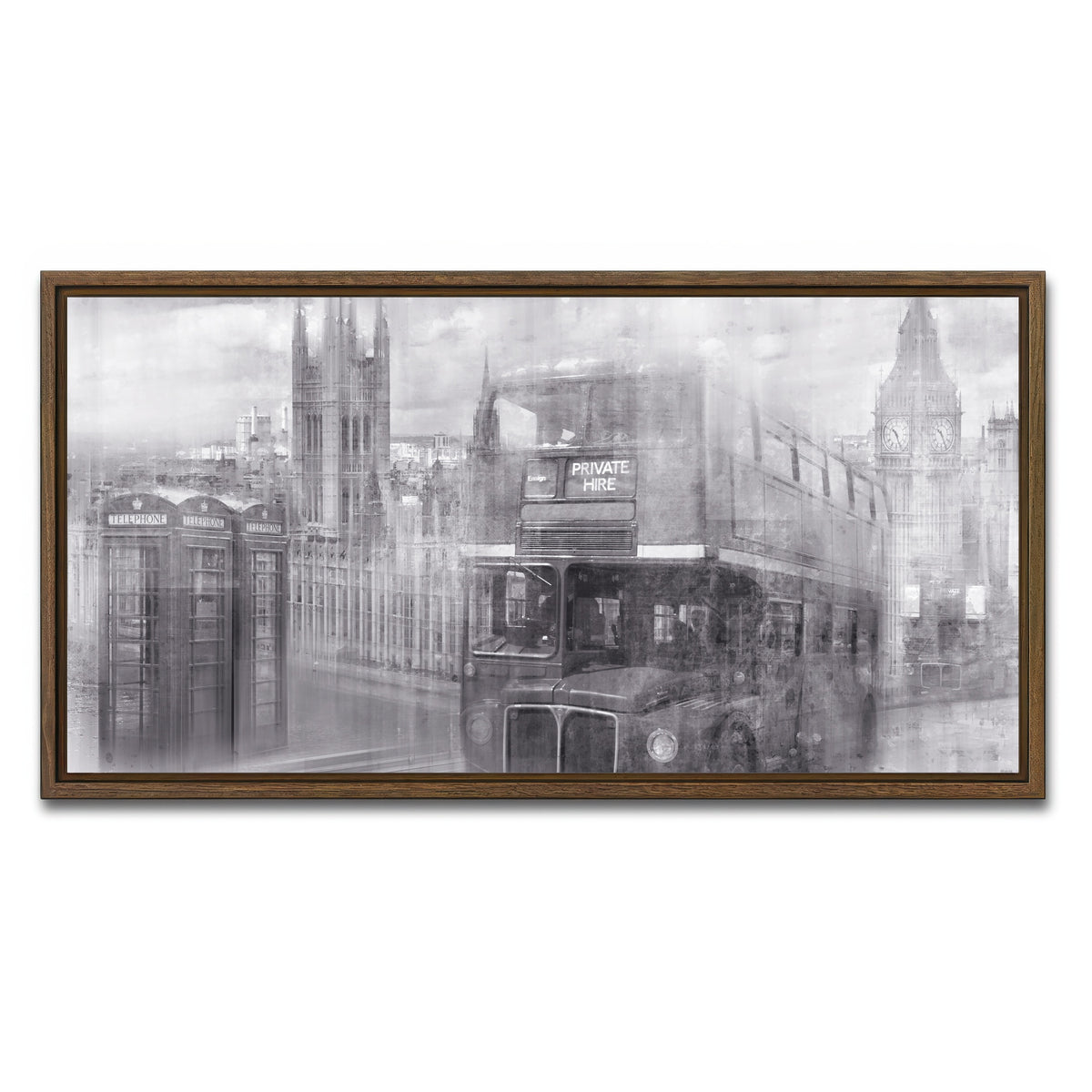 AUTO-MOCKUP WHITE | City Art LONDON Westminster Collage | 1 Piece | Walnut Framed Canvas | group=2x1