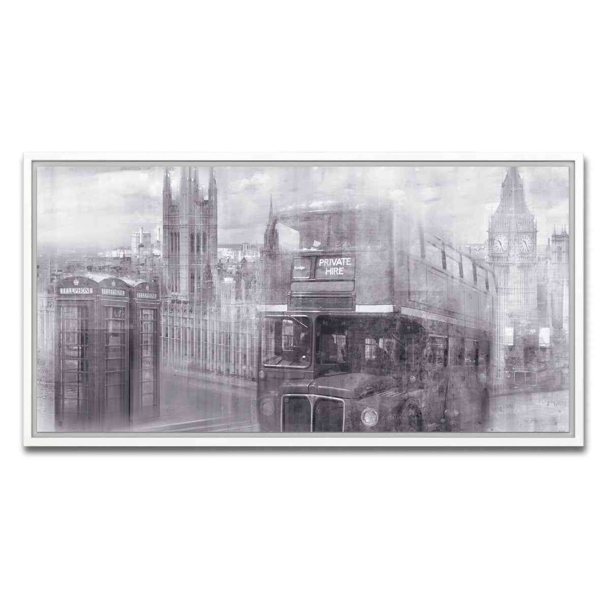 AUTO-MOCKUP WHITE | City Art LONDON Westminster Collage | 1 Piece | White Framed Canvas | group=2x1
