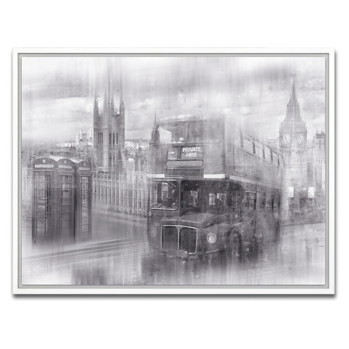 AUTO-MOCKUP WHITE | City Art LONDON Westminster Collage | 1 Piece | White Framed Canvas | group=4x3