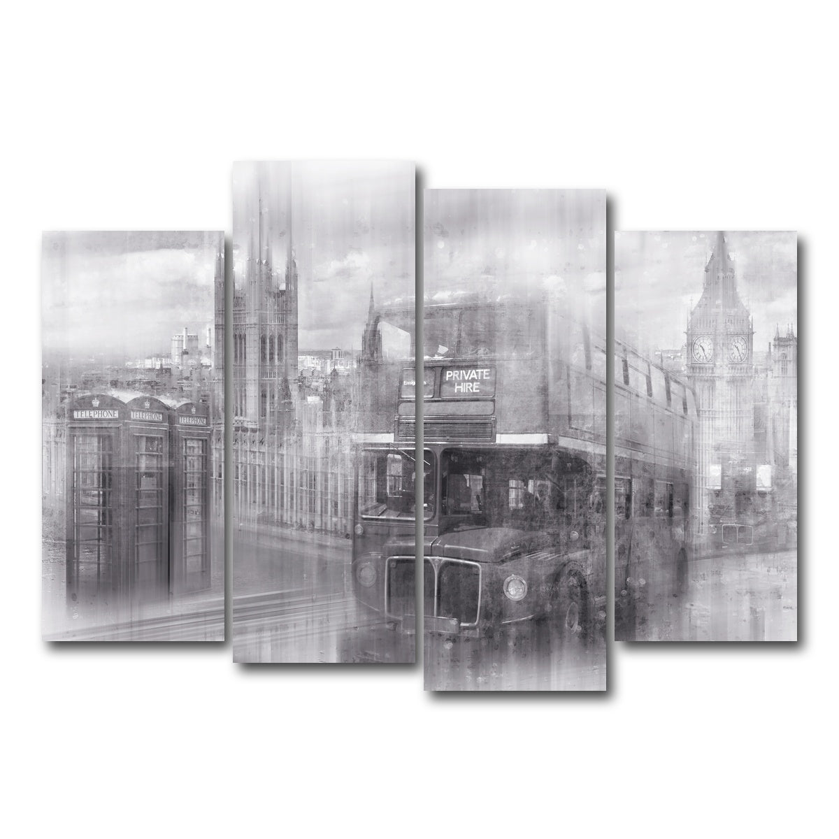 AUTO-MOCKUP WHITE | City Art LONDON Westminster Collage | 4 Piece | Gallery Wrap Canvas | group=4_normal