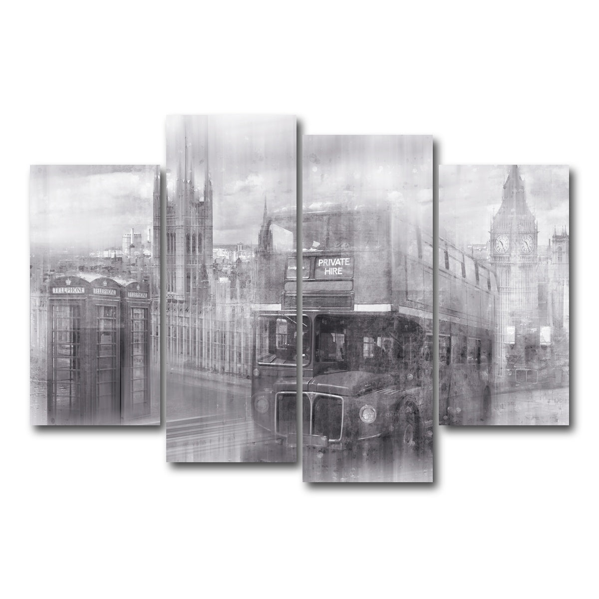 AUTO-MOCKUP WHITE | City Art LONDON Westminster Collage | 4 Piece | Gallery Wrap Canvas | group=4_short