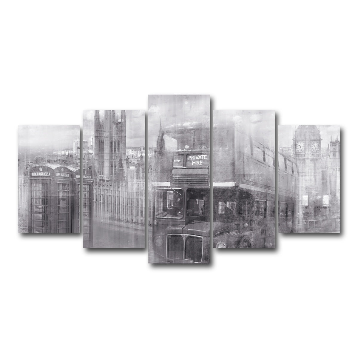AUTO-MOCKUP WHITE | City Art LONDON Westminster Collage | 5 Piece | Gallery Wrap Canvas | group=5_normal
