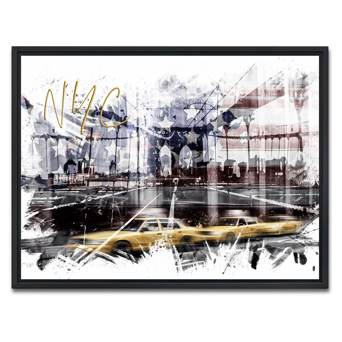 AUTO-MOCKUP WHITE | City Art NYC Composing | 1 Piece | Black Framed Canvas | group=4x3