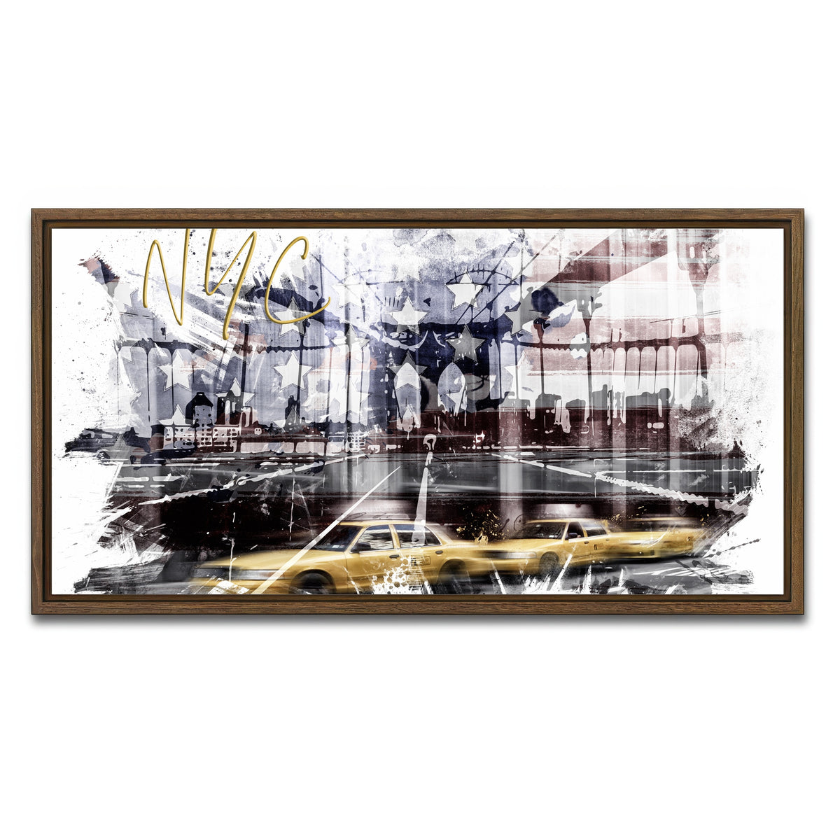 AUTO-MOCKUP WHITE | City Art NYC Composing | 1 Piece | Walnut Framed Canvas | group=2x1