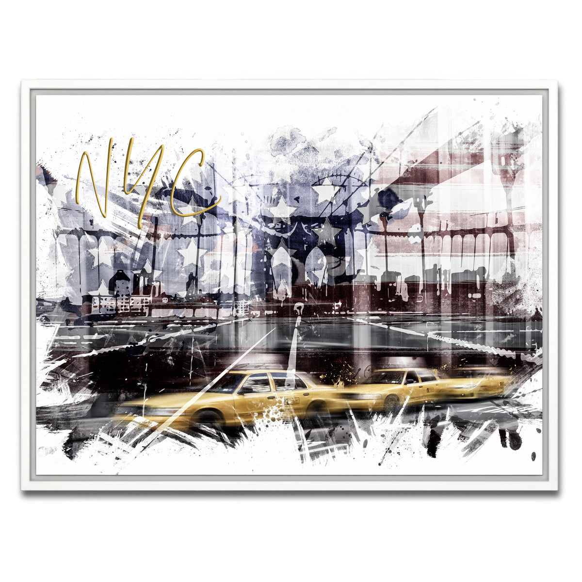 AUTO-MOCKUP WHITE | City Art NYC Composing | 1 Piece | White Framed Canvas | group=4x3
