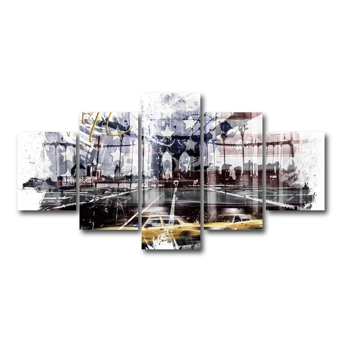 AUTO-MOCKUP WHITE | City Art NYC Composing | 5 Piece | Gallery Wrap Canvas | group=5_short