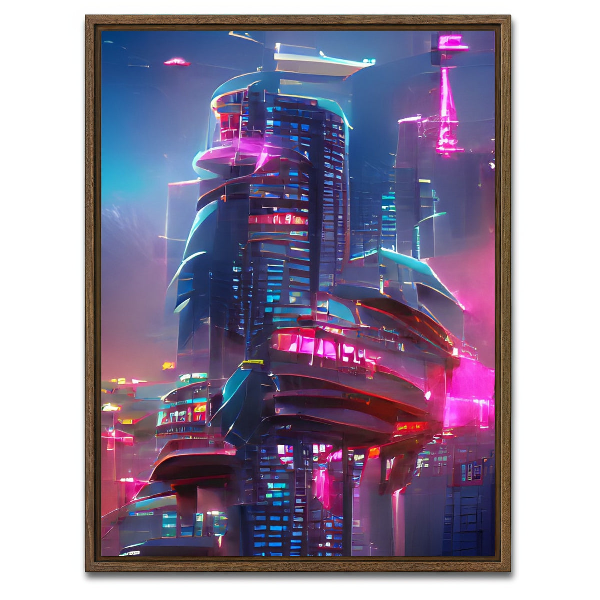 AUTO-MOCKUP WHITE | City Future | 1 Piece | Walnut Framed Canvas | group=3x4