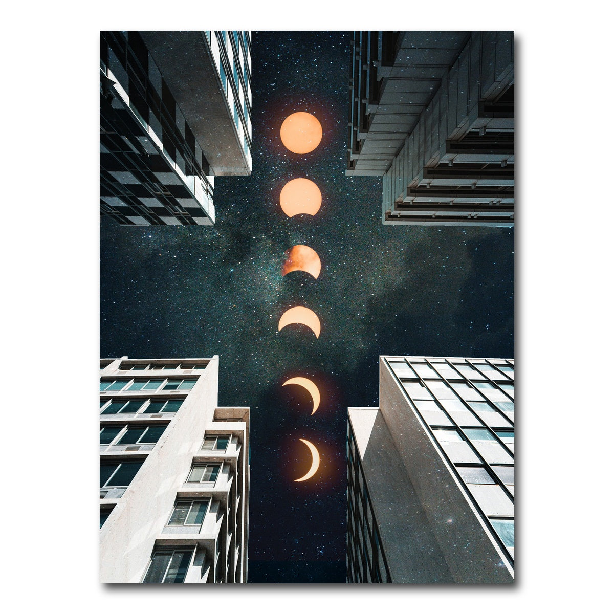 AUTO-MOCKUP WHITE | City Moonscape Buildings | 1 Piece | Gallery Wrap Canvas | group=3x4