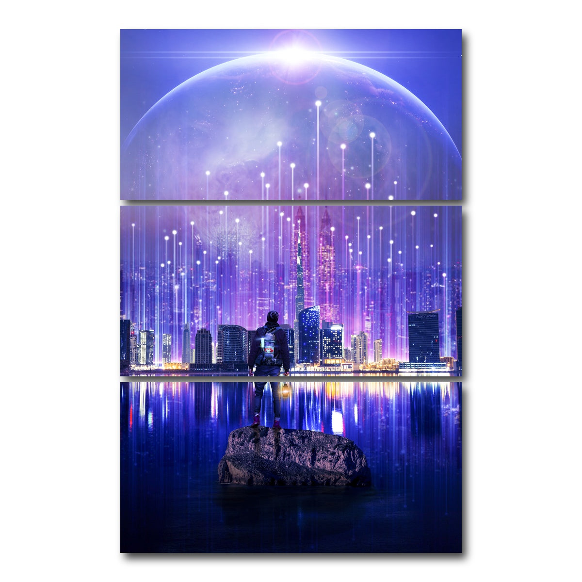 AUTO-MOCKUP WHITE | City Of The Future | 3 Piece | Gallery Wrap Canvas | group=12x24_stacked