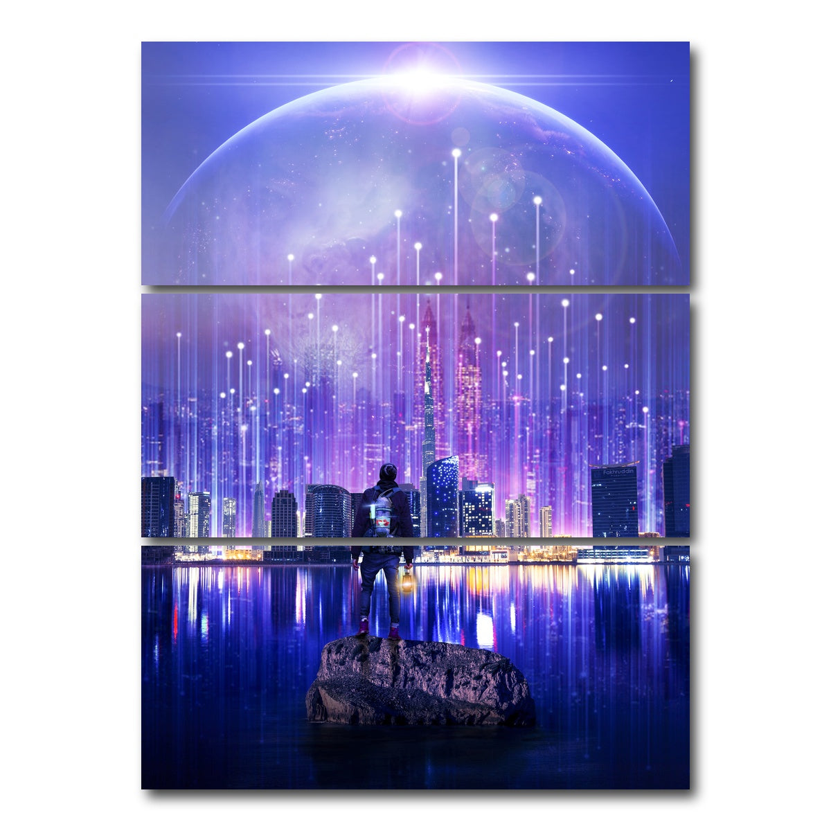 AUTO-MOCKUP WHITE | City Of The Future | 3 Piece | Gallery Wrap Canvas | group=8x18_stacked