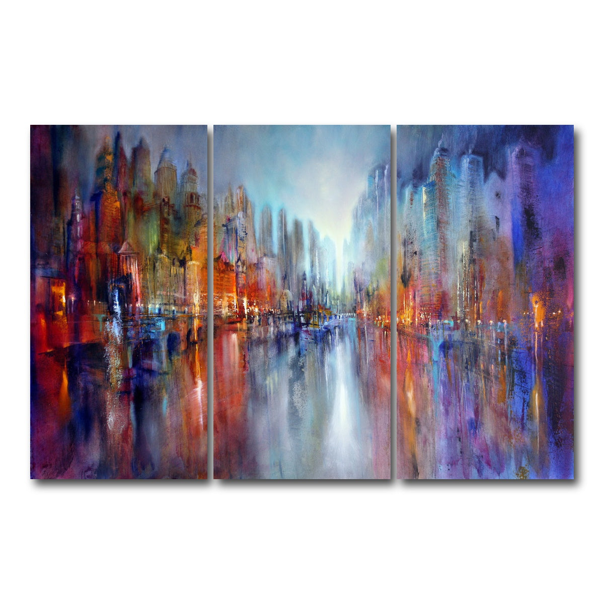 AUTO-MOCKUP WHITE | City by the River | 3 Piece | Gallery Wrap Canvas | group=12x24