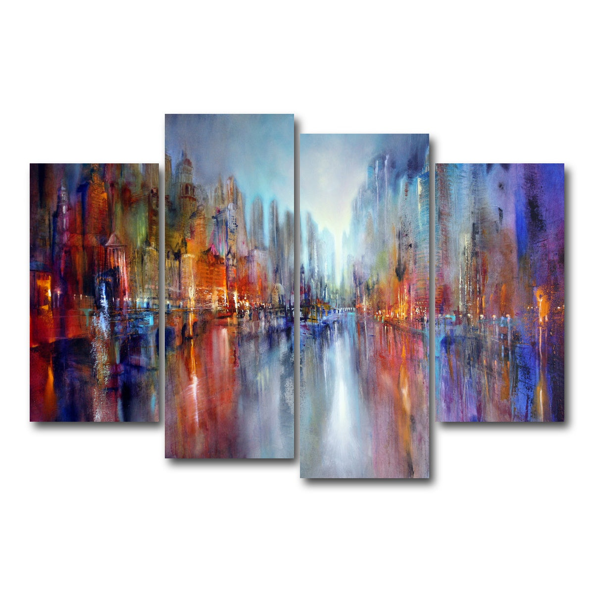 AUTO-MOCKUP WHITE | City by the River | 4 Piece | Gallery Wrap Canvas | group=4_short