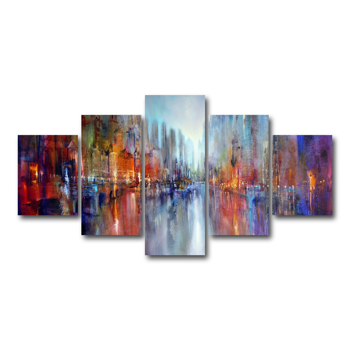 AUTO-MOCKUP WHITE | City by the River | 5 Piece | Gallery Wrap Canvas | group=5_short