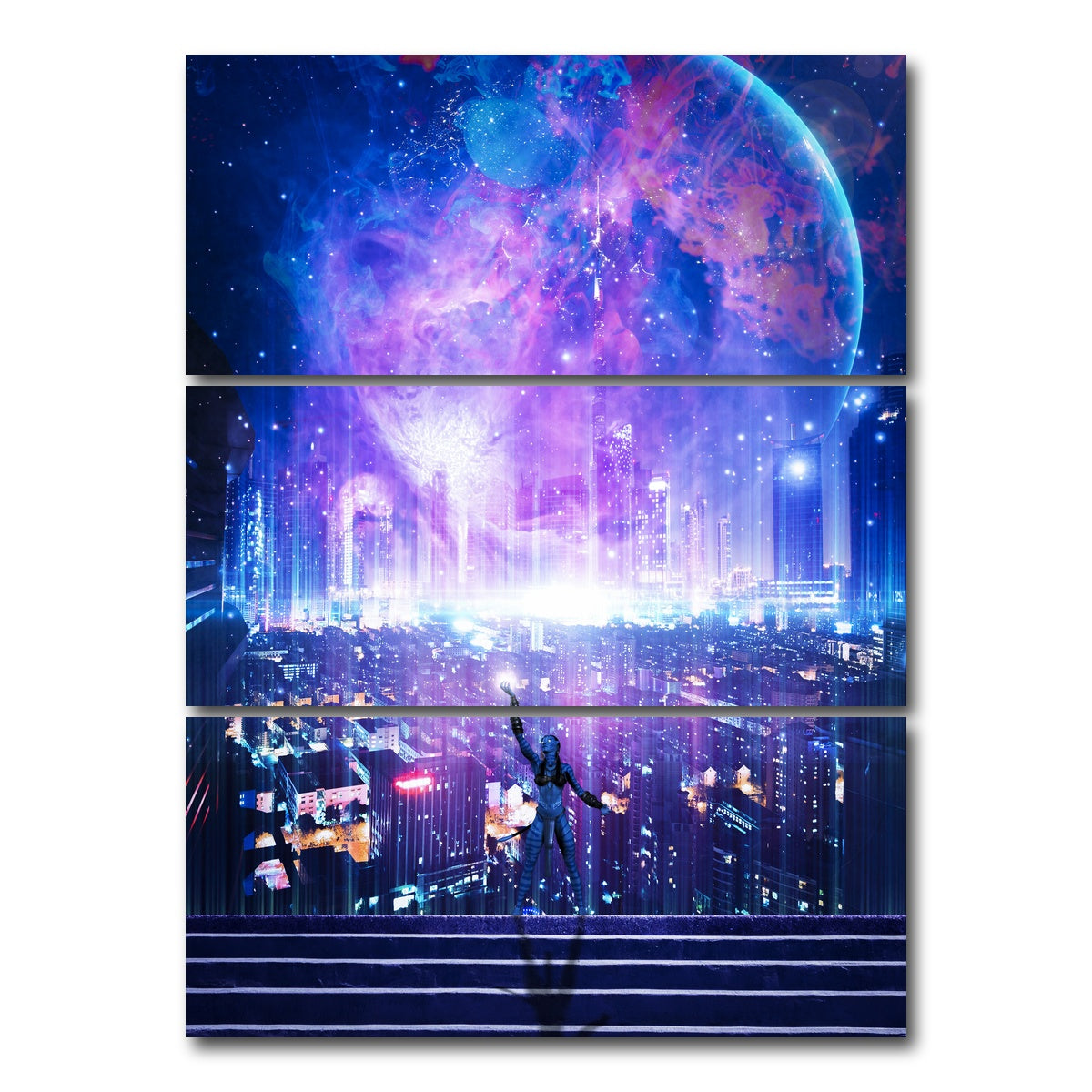 AUTO-MOCKUP WHITE | City of Angels | 3 Piece | Gallery Wrap Canvas | group=8x18_stacked