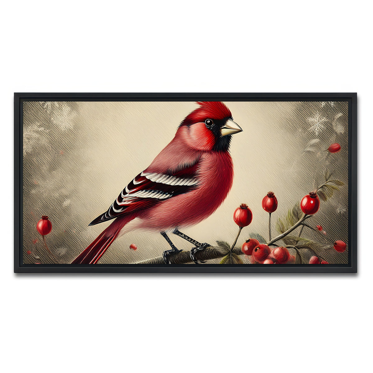 AUTO-MOCKUP WHITE | Classic Northern Cardinal | 1 Piece | Black Framed Canvas | group=2x1