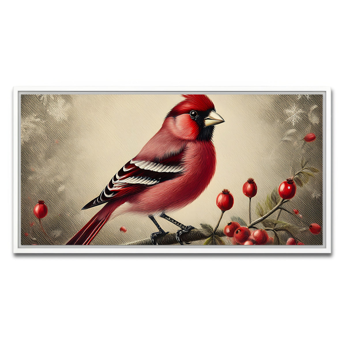 AUTO-MOCKUP WHITE | Classic Northern Cardinal | 1 Piece | White Framed Canvas | group=2x1