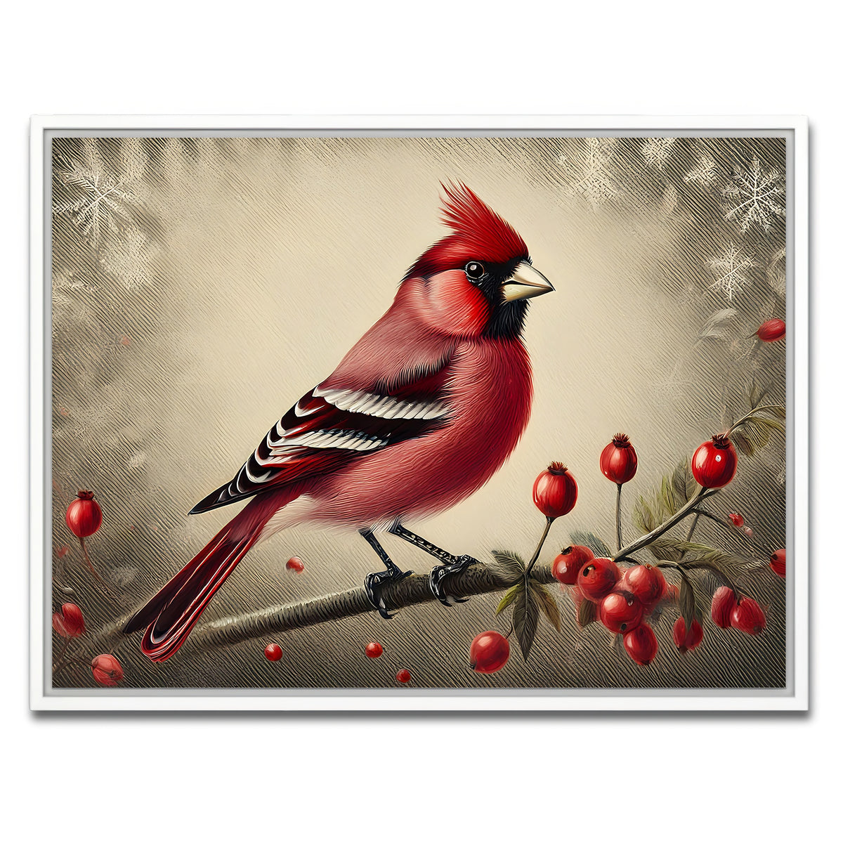 AUTO-MOCKUP WHITE | Classic Northern Cardinal | 1 Piece | White Framed Canvas | group=4x3