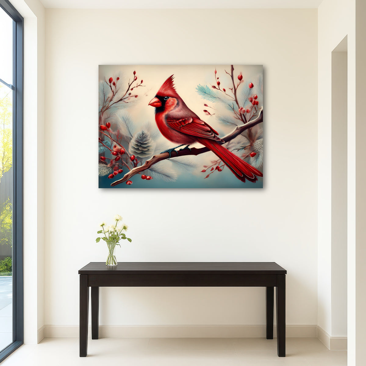 AUTO-MOCKUP ROOM | Classic Northern Cardinal on Branch